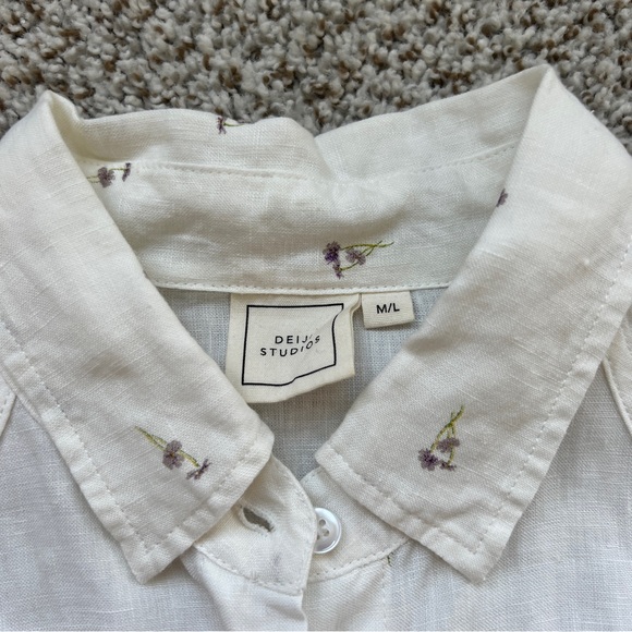 Deiji Studios the raglan set tiny flowers linen M/L - Picture 6 of 12